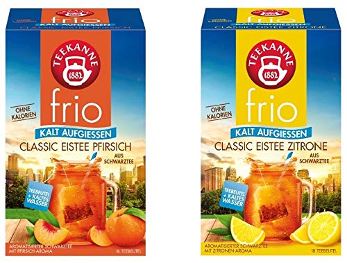 Teekanne frio Eistee Doppelpack - Classic Eistee Pfirsich und Zitrone (2 x 45g) von frio