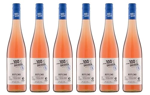 6x 0,75l - 2022er - "für mich 100% Sachsen" - Rotling - Qualitätswein Sachsen - Deutschland - Rosé-Wein halbtrocken von "für mich 100%..."