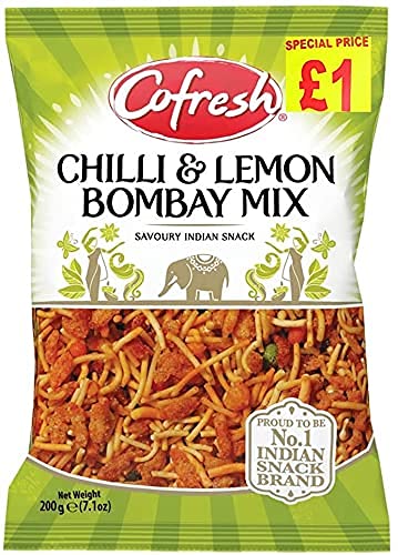 Cofresh Bombay Mix Chili Zitrone 400g (1 Stück) - schmackhaft und knusprig - Cholesterinfrei - Milde und würzige Mischung aus Nudeln, Linsen und Nüssen von ganaric