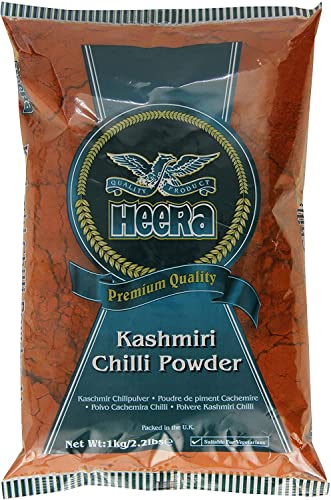 Heera Kashmiri Chili Pulver 1kg - Mahlzeit Geschmack und Geschmack hinzufügen - Indisches Gewürzpulver in der Küche - Vermindert und beschleunigt den Kochvorgang - Gewürzpulvermischung (1 Stück) von ganaric