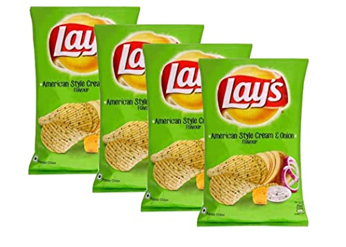 Lays American Cream & Onion 50g (4er Pack) - Sahne- und Zwiebelgeschmack - Perfect Tea Time Snack - Knusprige Snacks - Kombination aus Sauer und Sahne perfekt von ganaric