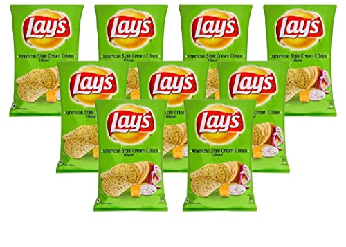 Lays American Cream & Onion 50g (9er Pack) - Sahne- und Zwiebelgeschmack - Perfect Tea Time Snack - Knusprige Snacks - Kombination aus Sauer und Sahne perfekt von ganaric