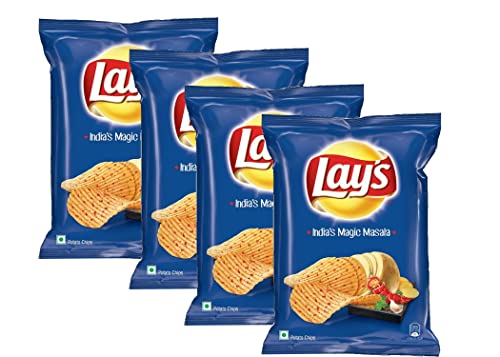 Lays Magic Masala 50 g (4 Stück) - Knusprige Snacks - Mischung aus indischen Gewürzen - Knusprige Chips - Tea Time Snack - Perfekter Snack bei der Arbeit, zu Hause oder in der Schule von GREAT BRITISH TRADING LIMITED