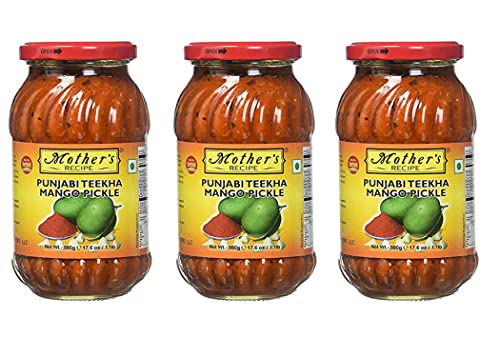 Mothers Punjabi Teekha Mango Pickle 500 g (3 Stück) – Traditionelle indische authentische Pickle – gegessen zu indischem Abendessen oder zu indischem Frühstück von ganaric