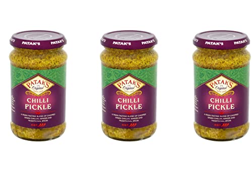 Patak Chilli Pickle 283g - Traditioneller indischer Achaar - Achaar mit natürlichen Zutaten - Bietet das ideale indische Esserlebnis (3 Stück) von ganaric