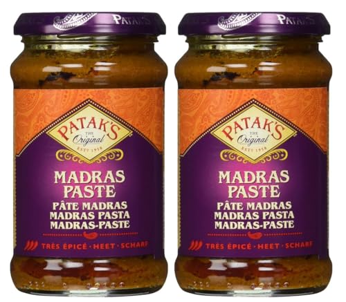 Patak's Madras Paste 283g – verleiht südindischen Rezepten Geschmack und Geschmack – gebrauchsfertige Paste vereinfacht und beschleunigt den Kochvorgang (2 Stück) von ganaric