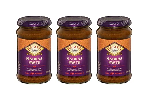 Patak's Madras Paste 283g – verleiht südindischen Rezepten Geschmack und Geschmack – gebrauchsfertige Paste vereinfacht und beschleunigt den Kochvorgang (3 Stück) von ganaric