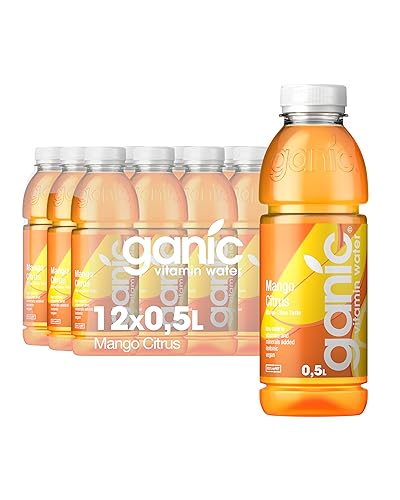 ganic Mango Citrus - aromatisiertes Wasser, Vitaminwasser - Magnesium, Calcium - Kalorienarm, Vegan - ohne Konservierungsstoffe, Allergene und Geschmacksverstärker (12 x 500 ml) von ganic