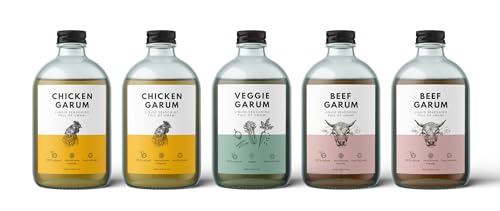 Garum [PACK 5x250ml] - Flüssige Würze - (2x Rindfleisch-1x Gemüse-2x Huhn, 5x250 ml) ~ 250 Portionen von garum PROJECT