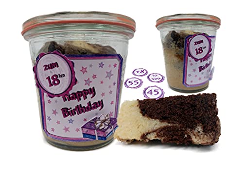 Geburtstagskuchen "Marmorkuchen Vegan" mit Zahlenchip-Etikett von generisch