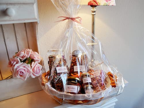 Geschenkkorb/Präsentkorb mit Rosendelikatessen befüllt im Rosenkörbchen - mit Rosengelees, Rosentee, Rosenbonbons und Duftrosenblüten - von generisch