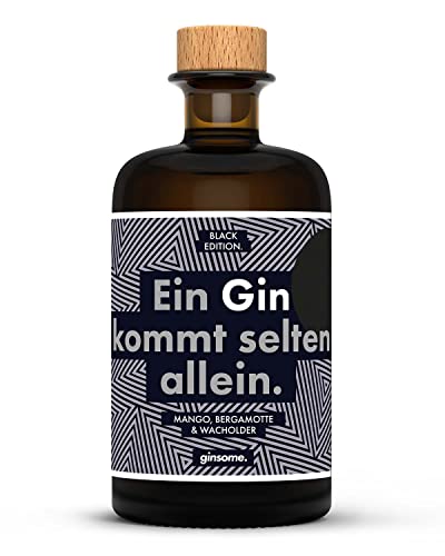 ginsome. Black Gin | 42% Vol. (1 x 0.5 l) Premium Gin, humorvoll verpackt | Mango, Bergamotte, Pfirsich | Sehr Fruchtig! von ginsome