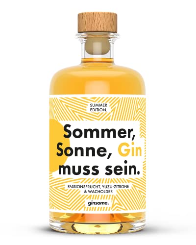 ginsome. Sommer Gin | 42% Vol. (1 x 0.5 l) Hochwertiger Premium Gin | Passionsfrucht, Yuzu-Zitrone | Gin Geschenk von ginsome