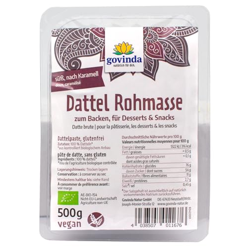 Govinda Bio Dattel-Rohmasse SparPack 6x500g | 100% Barhi-Datteln | Natürliche Süße ohne Zusätze | Karamellartiges Aroma | Perfekt für Smoothies, Desserts & Backen | Vegan & Naturbelassen von govinda natürlich für dich.