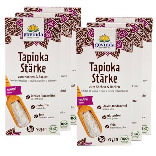 Govinda Bio Tapiokastärke | 1.980g (6x330g) Sparpack | Vegan | Biologischer Anbau | Natürlich & Rein | Geschmacksneutral | Glutenfrei | Ideal zum Andicken & Abbinden | DE-ÖKO-001 von govinda natürlich für dich.