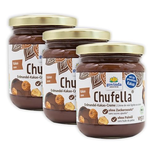 Govinda Bio Chufella 660g (3x220g) Sparpack – Erdmandel-Kakao-Creme | Vegan | Aus kontrolliert biologischem Anbau | Ohne zugesetzten Zucker | Ohne Palmöl | Gluten- & Laktosefrei | FR-BIO-01 von govinda natürlich für dich.