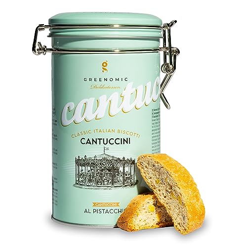 Greenomic - italienische Cantuccini - 180g - ideal als Geschenk - original italienisches Gebäck mit Pistazie - verpackt in einer charmanten Geschenk - italienisch-sizilianisches-Gebäck von greenomic