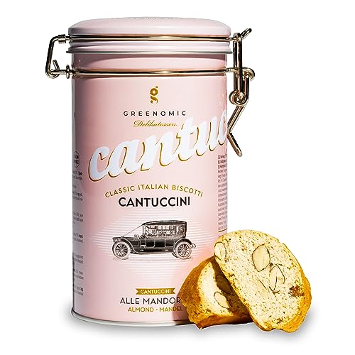 Greenomic - italienische Cantuccini - 180g - ideal als Geschenk - original italienisches Mandelgebäck - verpackt in einer charmanten Geschenkdose - italienisch-sizilianisches-Gebäck von greenomic