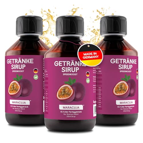 hCGC® Immunsystem Sirup - 3x SpeedBoost 250ml, Vegan - Zuckerfreies Getränkekonzentrat für 12,5L Fertiggetränk - Fruchtsirup Immunsystem Booster mit Vitaminen, Magnesium & L-Carnitin | Maracuja von hCGC