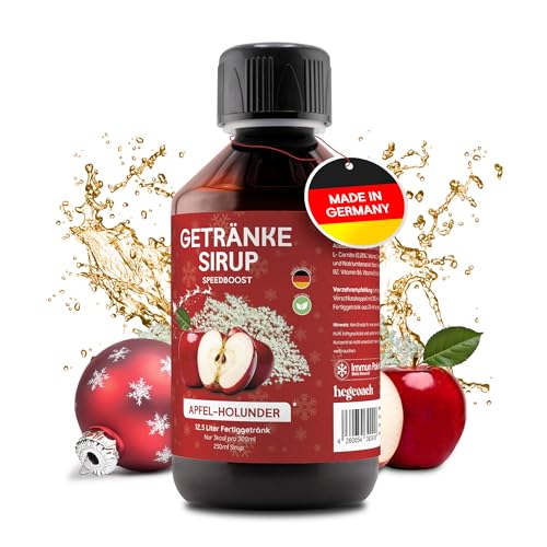 hCGC® Immunsystem Sirup - SpeedBoost 250ml, Vegan - Zuckerfreies Getränkekonzentrat für 12,5L Fertiggetränk - Fruchtsirup Immunsystem Booster mit Vitaminen, Magnesium & L-Carnitin | Apfel-Holunder von hCGC