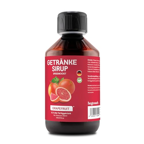 hCGC® Immunsystem Sirup - SpeedBoost 250ml, Vegan - Zuckerfreies Getränkekonzentrat für 12,5L Fertiggetränk - Fruchtsirup Immunsystem Booster mit Vitaminen, Magnesium & L-Carnitin | Grapefruit von hCGC