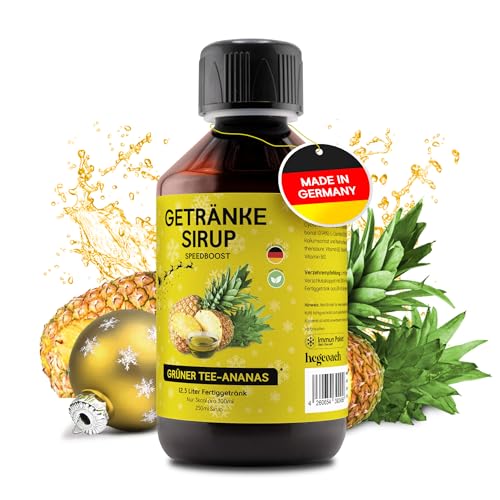 hCGC® Immunsystem Sirup - SpeedBoost 250ml, Vegan - Zuckerfreies Getränkekonzentrat für 12,5L Fertiggetränk - Fruchtsirup Immunsystem Booster mit Vitaminen, Magnesium & L-Carnitin | Grüntee-Ananas von hCGC