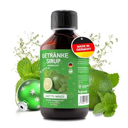 hCGC® Immunsystem Sirup - SpeedBoost 250ml, Vegan - Zuckerfreies Getränkekonzentrat für 12,5L Fertiggetränk - Fruchtsirup Immunsystem Booster mit Vitaminen, Magnesium & L-Carnitin | Limette-Minze von hCGC