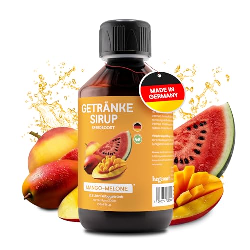 hCGC® Immunsystem Sirup - SpeedBoost 250ml, Vegan - Zuckerfreies Getränkekonzentrat für 12,5L Fertiggetränk - Fruchtsirup Immunsystem Booster mit Vitaminen, Magnesium & L-Carnitin | Mango-Melone von hCGC