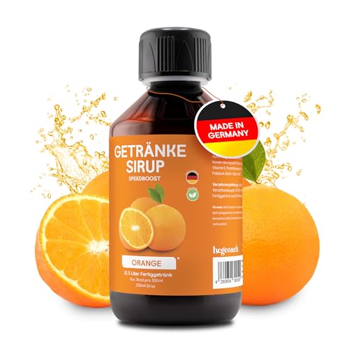 hCGC® Immunsystem Sirup - SpeedBoost 250ml, Vegan - Zuckerfreies Getränkekonzentrat für 12,5L Fertiggetränk - Fruchtsirup Immunsystem Booster mit Vitaminen, Magnesium & L-Carnitin | Orange von hCGC