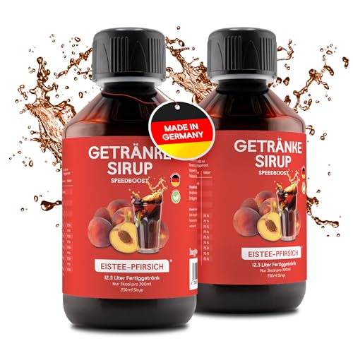 hCGC® Immunsystem Sirup - SpeedBoost 2x 250ml, Vegan - Zuckerfreies Getränkekonzentrat für 12,5L Fertiggetränk - Fruchtsirup Immunsystem Booster mit Vitaminen & L-Carnitin | Eistee-Pfirsich von hCGC