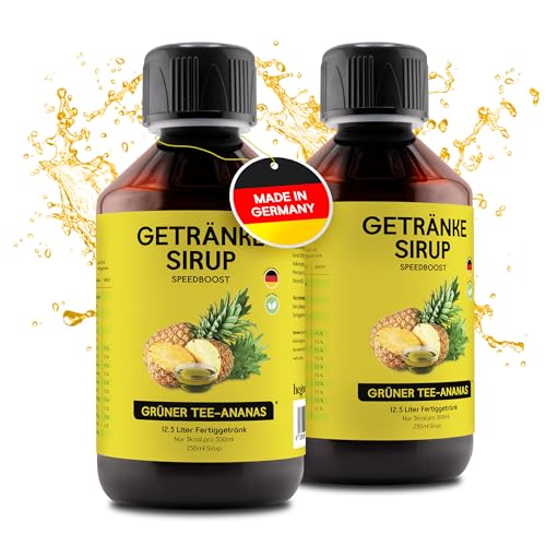 hCGC® Immunsystem Sirup - SpeedBoost 2x 250ml, Vegan - Zuckerfreies Getränkekonzentrat für 12,5L Fertiggetränk - Fruchtsirup Immunsystem Booster mit Vitaminen, Magnesium & L-Carnitin | Grüntee-Ananas von hCGC