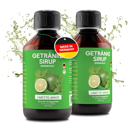 hCGC® Immunsystem Sirup - SpeedBoost 2x 250ml, Vegan - Zuckerfreies Getränkekonzentrat für 12,5L Fertiggetränk - Fruchtsirup Immunsystem Booster mit Vitaminen, Magnesium & L-Carnitin | Limette-Minze von hCGC