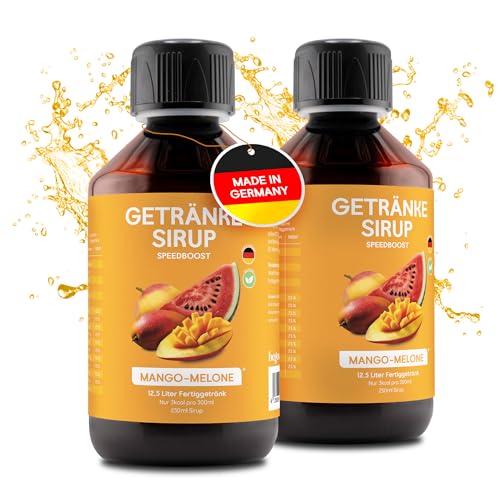 hCGC Immunsystem Sirup - SpeedBoost 2x 250ml, Vegan - Zuckerfreies Getränkekonzentrat für 12,5L Fertiggetränk - Fruchtsirup Immunsystem Booster mit Vitaminen & L-Carnitin | Mango-Melone von hCGC