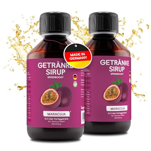 hCGC® Immunsystem Sirup - SpeedBoost 2x 250ml, Vegan - Zuckerfreies Getränkekonzentrat für 12,5L Fertiggetränk - Fruchtsirup Immunsystem Booster mit Vitaminen, Magnesium & L-Carnitin | Maracuja von hCGC