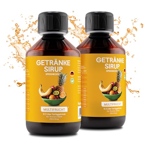 hCGC Immunsystem Sirup - SpeedBoost 2x 250ml, Vegan - Zuckerfreies Getränkekonzentrat für 12,5L Fertiggetränk - Fruchtsirup Immunsystem Booster mit Vitaminen & L-Carnitin | Multifrucht von hCGC