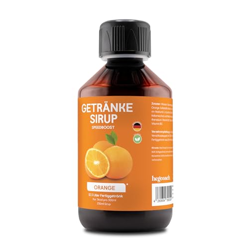 hCGC® Immunsystem Sirup - SpeedBoost 2x 250ml, Vegan - Zuckerfreies Getränkekonzentrat für 12,5L Fertiggetränk - Fruchtsirup Immunsystem Booster mit Vitaminen & L-Carnitin | Orange von hCGC