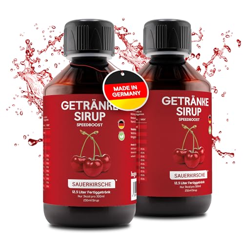 hCGC® Immunsystem Sirup - SpeedBoost 2x 250ml, Vegan - Zuckerfreies Getränkekonzentrat für 12,5L Fertiggetränk - Fruchtsirup Immunsystem Booster mit Vitaminen & L-Carnitin | Sauerkirsche von hCGC