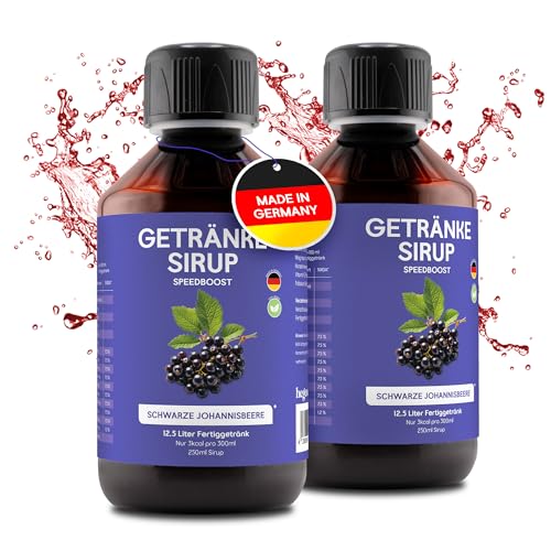 hCGC® Immunsystem Sirup - SpeedBoost 2x250ml Vegan, Zuckerfreies Getränkekonzentrat 12,5L Fertiggetränk - Fruchtsirup Immunsystem Booster mit Vitaminen, Magnesium & L-Carnitin | Schwarze Johannisbeere von hCGC