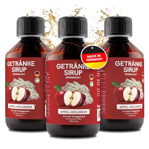 hCGC® Immunsystem Sirup - SpeedBoost 3x 250ml, Vegan - Zuckerfreies Getränkekonzentrat für 12,5L Fertiggetränk - Fruchtsirup Immunsystem Booster mit Vitaminen, Magnesium & L-Carnitin | Apfel-Holunder von hCGC