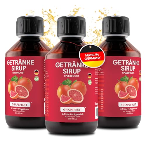 hCGC® Immunsystem Sirup - SpeedBoost 3x 250ml, Vegan - Zuckerfreies Getränkekonzentrat für 12,5L Fertiggetränk - Fruchtsirup Immunsystem Booster mit Vitaminen, Magnesium & L-Carnitin | Grapefruit von hCGC