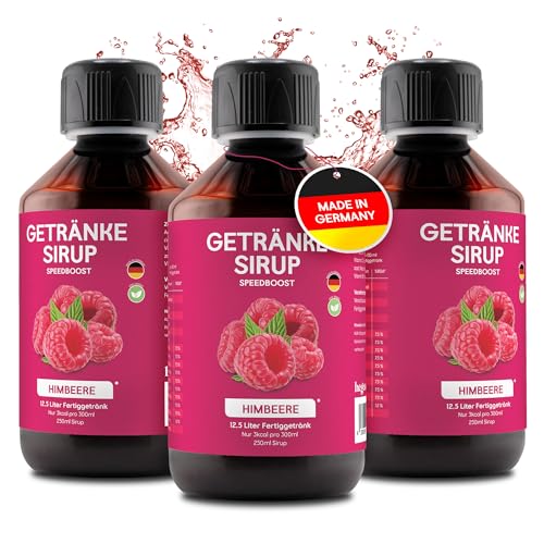 hCGC® Immunsystem Sirup - SpeedBoost 3x 250ml, Vegan - Zuckerfreies Getränkekonzentrat für 12,5L Fertiggetränk - Fruchtsirup Immunsystem Booster mit Vitaminen, Magnesium & L-Carnitin | Himbeere von hCGC