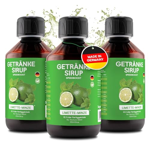 hCGC® Immunsystem Sirup - SpeedBoost 3x 250ml, Vegan - Zuckerfreies Getränkekonzentrat für 12,5L Fertiggetränk - Fruchtsirup Immunsystem Booster mit Vitaminen, Magnesium & L-Carnitin | Limette-Minze von hCGC