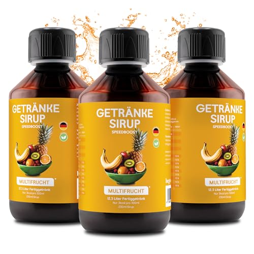 hCGC® Immunsystem Sirup - SpeedBoost 3x 250ml, Vegan - Zuckerfreies Getränkekonzentrat für 12,5L Fertiggetränk - Fruchtsirup Immunsystem Booster mit Vitaminen, Magnesium & L-Carnitin | Multifrucht von hCGC