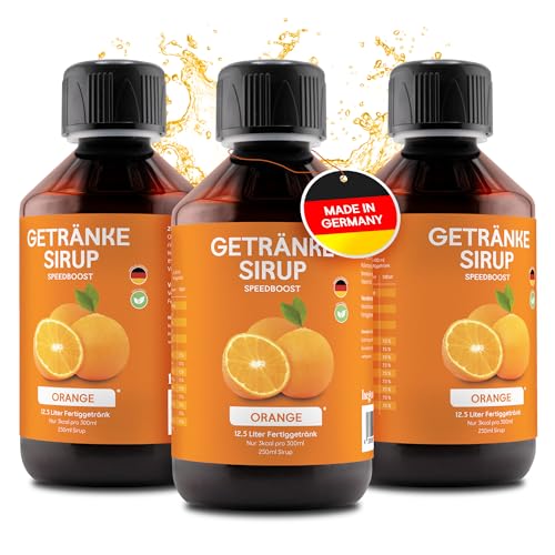 hCGC® Immunsystem Sirup - SpeedBoost 3x 250ml, Vegan - Zuckerfreies Getränkekonzentrat für 12,5L Fertiggetränk - Fruchtsirup Immunsystem Booster mit Vitaminen, Magnesium & L-Carnitin | Orange von hCGC