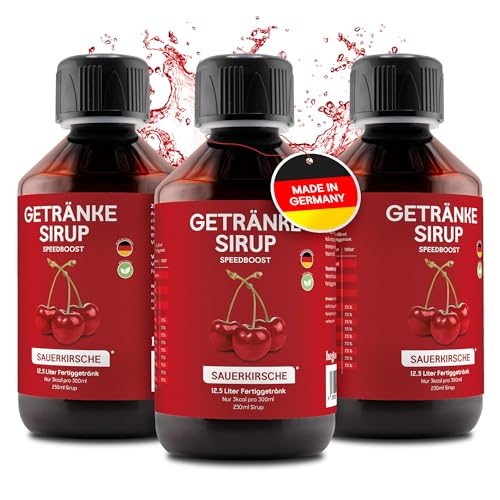 hCGC® Immunsystem Sirup - SpeedBoost 3x 250ml, Vegan - Zuckerfreies Getränkekonzentrat für 12,5L Fertiggetränk - Fruchtsirup Immunsystem Booster mit Vitaminen, Magnesium & L-Carnitin | Sauerkirsche von hCGC