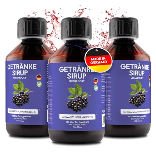 hCGC® Immunsystem Sirup - SpeedBoost 3x250ml Vegan, Zuckerfreies Getränkekonzentrat 12,5L Fertiggetränk - Fruchtsirup Immunsystem Booster mit Vitaminen, Magnesium & L-Carnitin | Schwarze Johannisbeere von hCGC