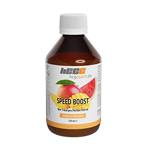 hCGC® SpeedBoost (250ml) | Zuckerfreies Getränkekonzentrat - Sirup | Mischverhältnis 1/50 | 0,75g Kohlenhydrathe pro 300ml Mixgetränk | 10 Vitaminen | Magnesium | B6 und B12 | Folsäure | Mango-Melone von hCGC