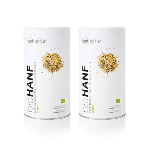 Hanf & Natur Bio Hanfsamen geschält 1kg - Vegan, reich an Omega-3, Premium Qualität, Genuss für Küche und Frühstück, 2x1000g von hanf & natur