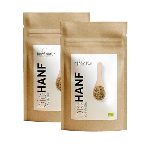 Hanf & Natur Hanfmehl Bio 2x 800g - Ballaststoffreiches, Eiweißreiches Lebensmittel zum Kochen und Backen aus Deutschland, Bioprodukt von hanf & natur