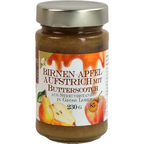 Birne-Apfel mit Butterscotch Fruchtaufstrich Vegan hausgemacht BARRIQUE-Feine Manufaktur Deutschland 230g-Glas von hausgemacht BARRIQUE-Feine Manufaktur